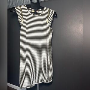 Michael Kors Green and White Striped Dress with Zipper Accents